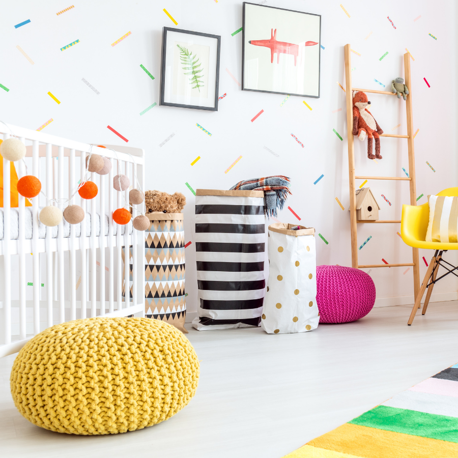 Woven Yellow Pouf